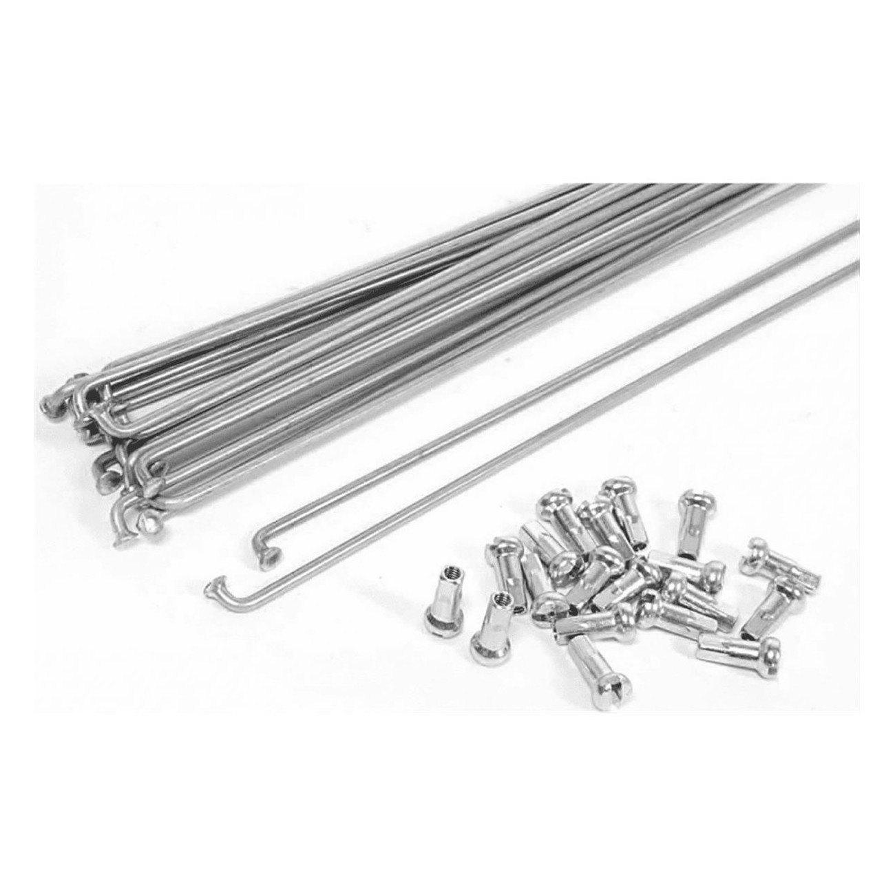 Raggi in Acciaio Inox 269x2 mm con Nippli Alpina Argento per Ruote Resistenti - 1 - Raggi - 