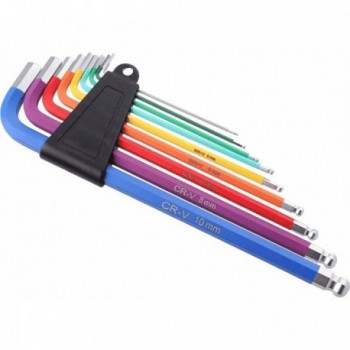 Set of 9 Rainbow Hex Keys 1.5-10mm for Easy Identification - 1