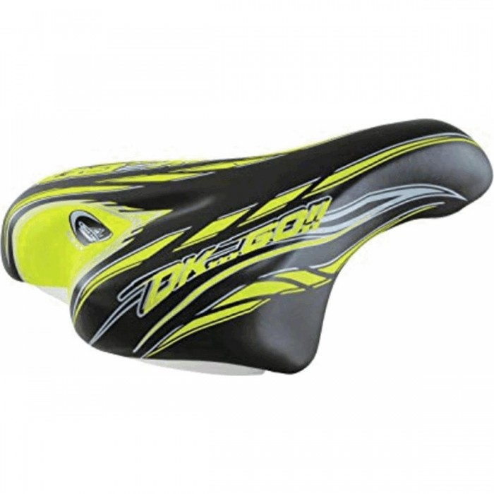 Junior OK GO 14/16 Saddle in Black/Yellow Polyurethane with MVTEK Clamp - 1