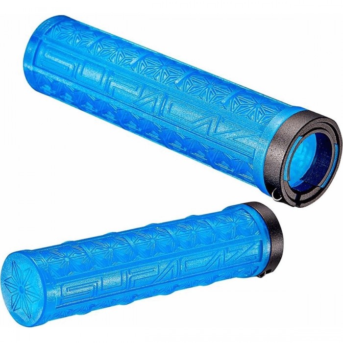 GRIZIPS Neon Blue Dual Density Lock-On SUPACAZ Bike Grips - 1