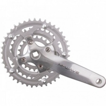 M-Wave Aluminum Crankset 170mm for 8/7 Speed with Steel Gears 22/32/42T, Silver - 1