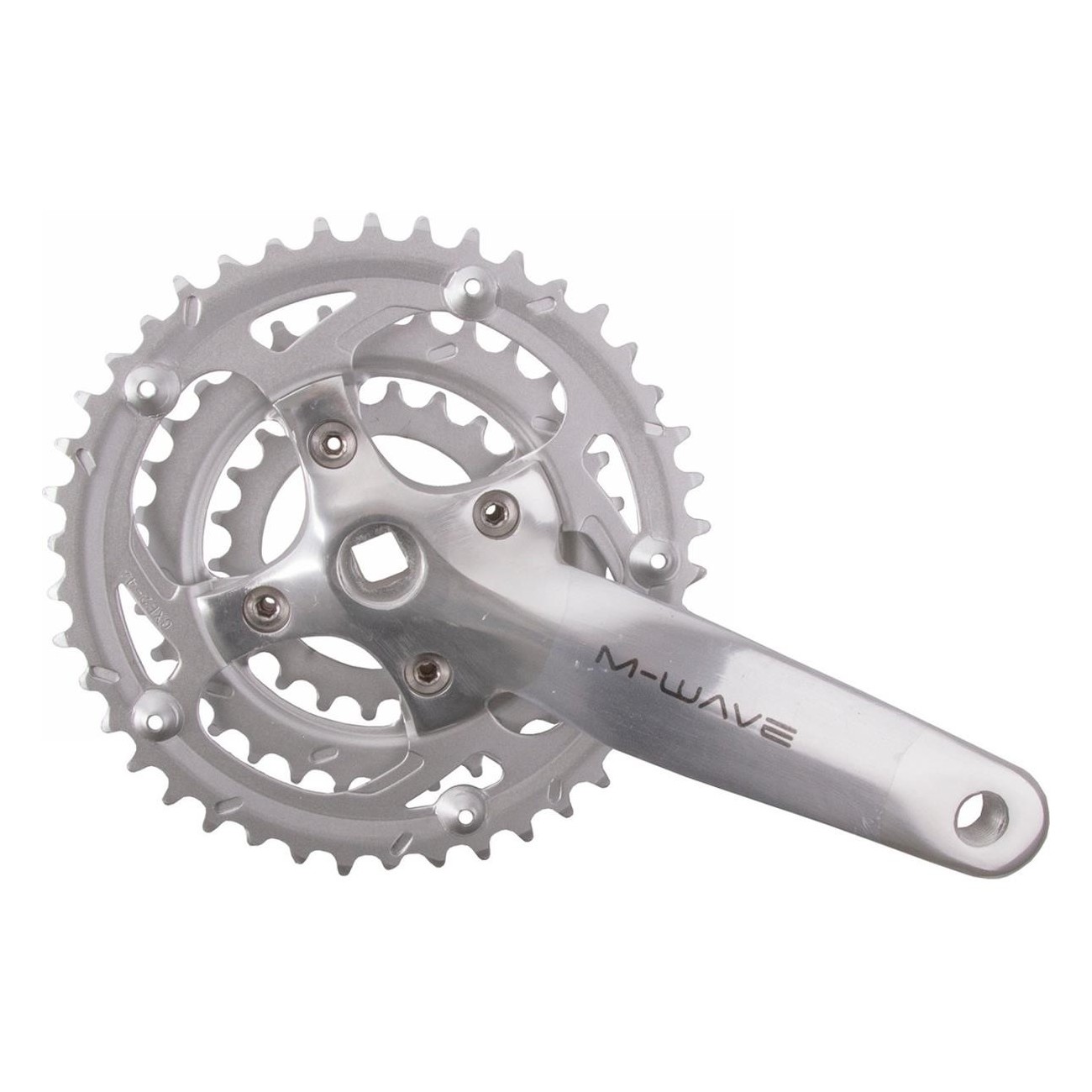 M-Wave Aluminum Crankset 170mm for 8/7 Speed with Steel Gears 22/32/42T, Silver - 1