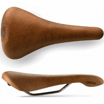 Flite Racer Brown Leather Saddle 146x280mm with TI 316 Rail, 230g - 1