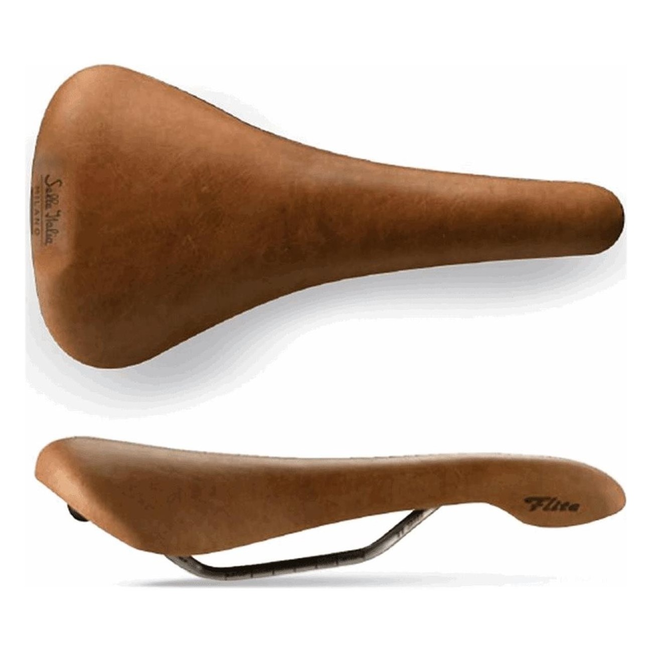 Selle Flite Racer en Cuir Marron 146x280mm avec Rail TI 316, 230g - 1