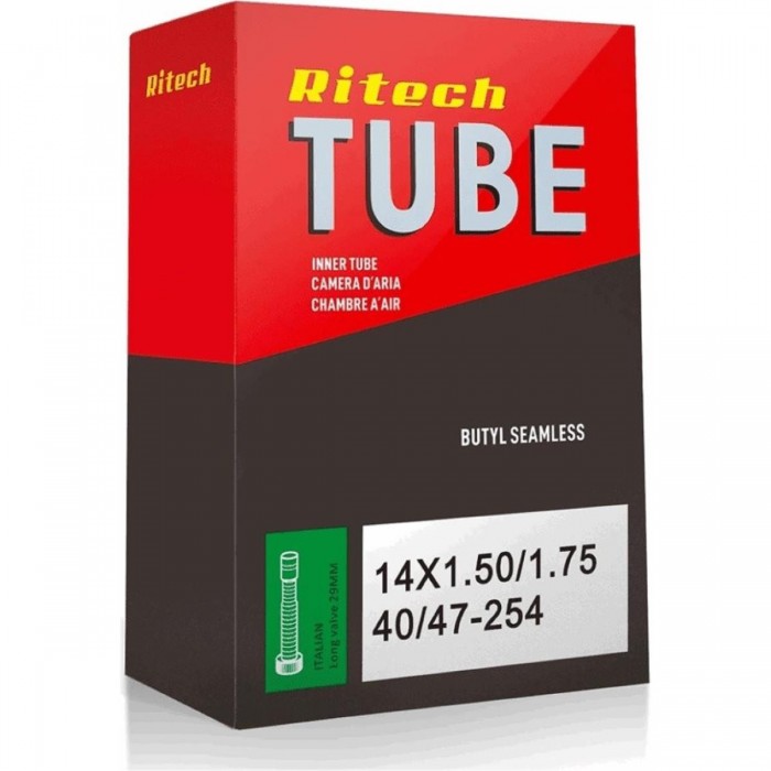 Ritech 14x1.50/1.75 Inner Tube with 29mm Schrader Valve for Bicycles - 1