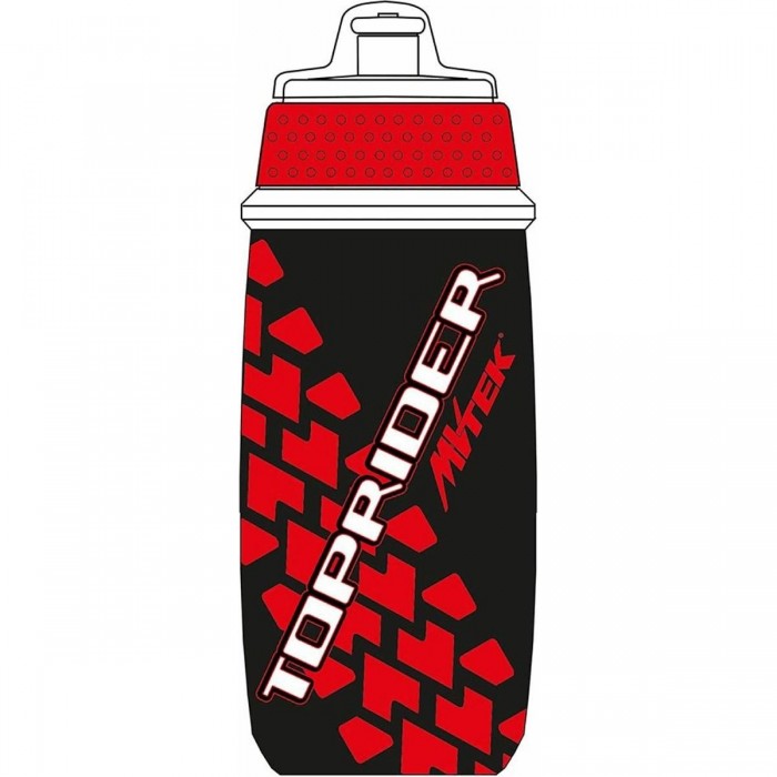 Botella MTB TOPRIDER 650ml Rojo/Negro con Tapa Antipolvo VTEK - 1