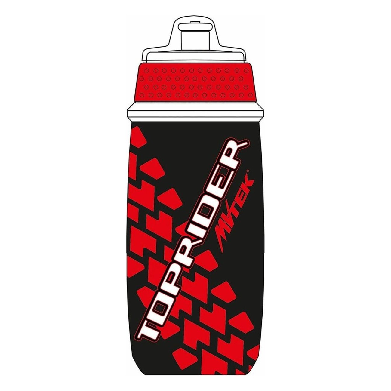 Bouteille MTB TOPRIDER 650ml Rouge/Noir avec Bouchon Anti-Poussière VTEK - 1