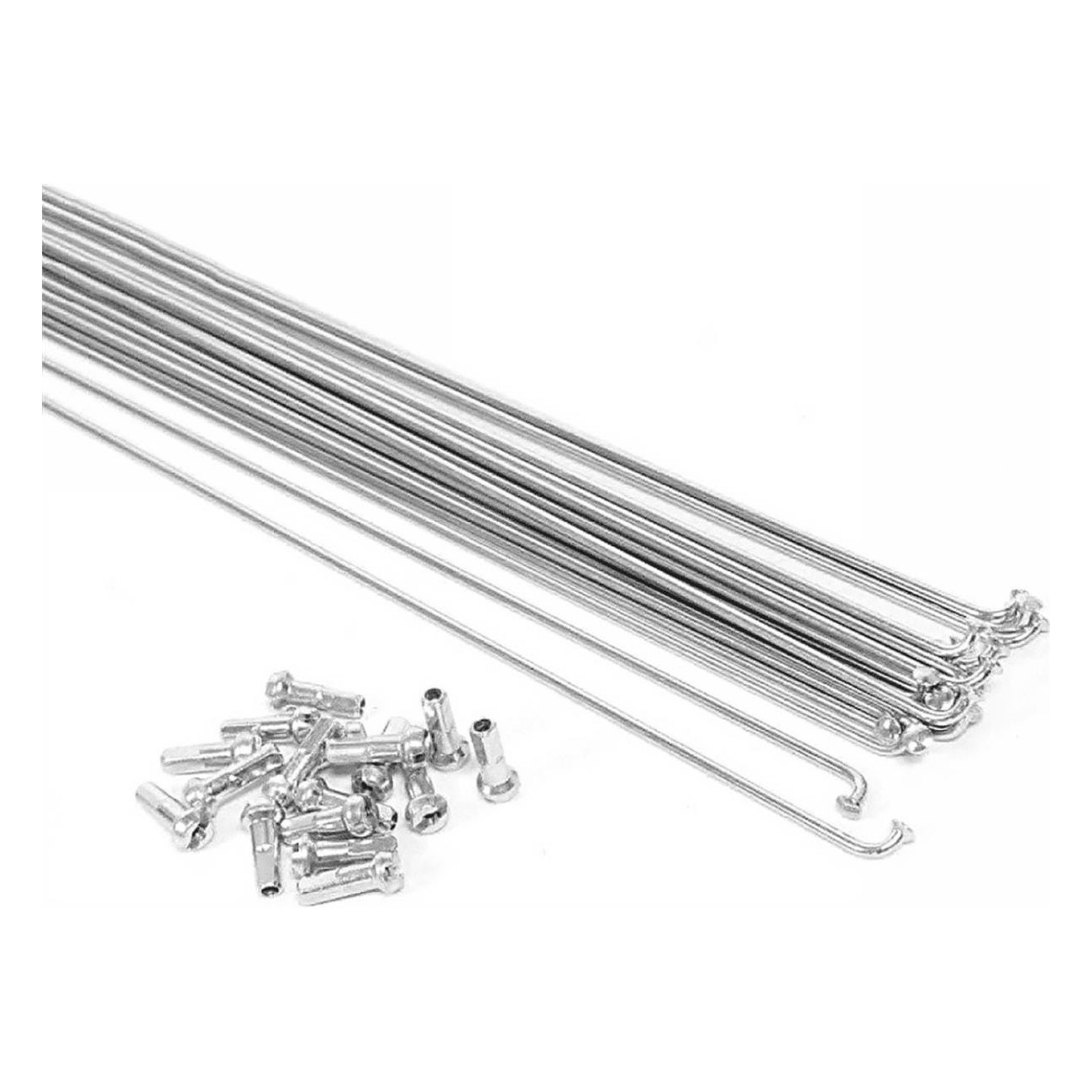 8053329963299 - Zinkstahl Speichen 275x2mm mit Nippeln Set von 10 Stück Silber 8053329963299 - Zinkstahl Speichen 275x2mm mit Nippeln Set von 10 Stück Silber