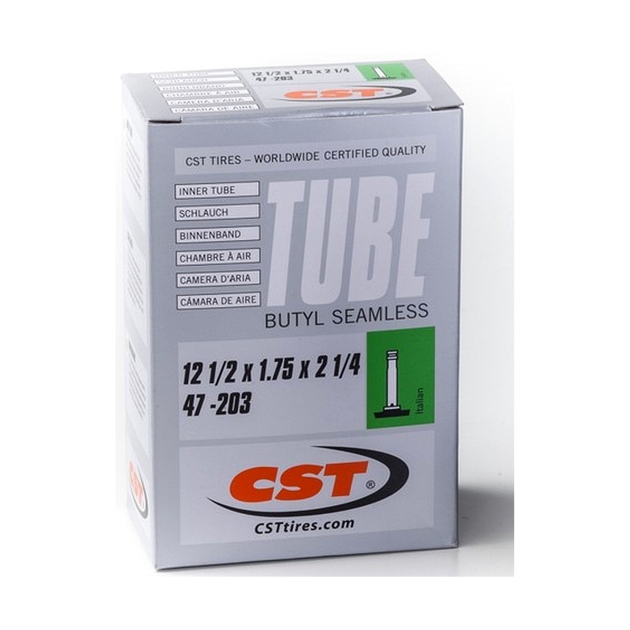6933882560512 - CST Schlauch 12 1 2x175x2 1 4 mit 29mm Ventil Regina - ETRTO 47-203 6933882560512 - CST Schlauch 12 1 2x175x2 1 4 mit 29mm Ventil Regina - ETRTO 47-203