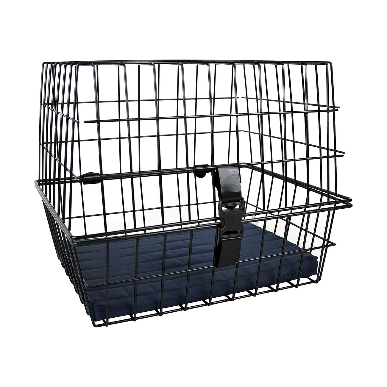 8001579453602 - Großer PET-Tierkorb Schwarz 45x37x36 cm aus beschichtetem Metall mit Kissen