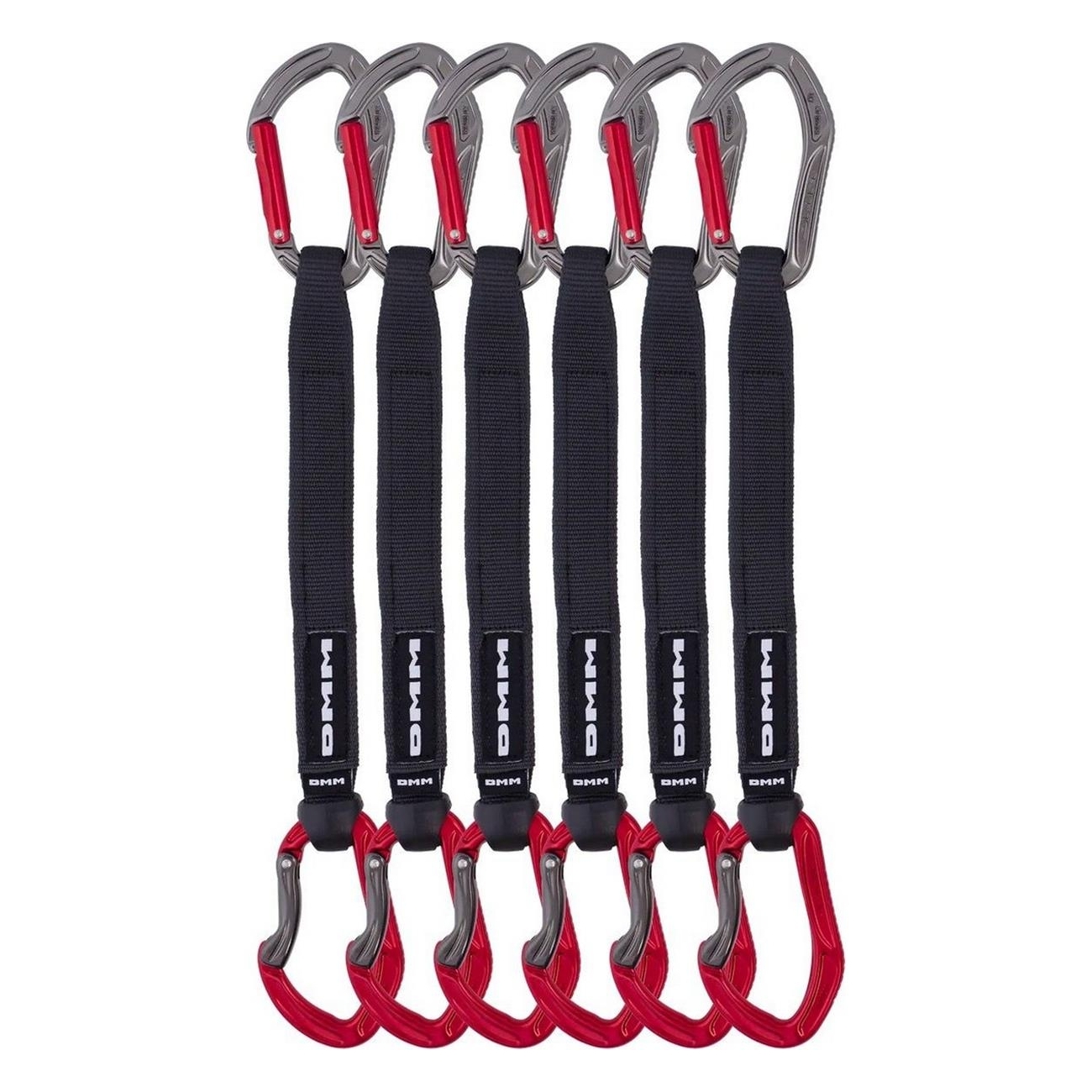 5031290226028 - 6er-Pack Alpha Sport Expressschlingen 25cm Rot für Sportklettern - rutschfeste Karabiner