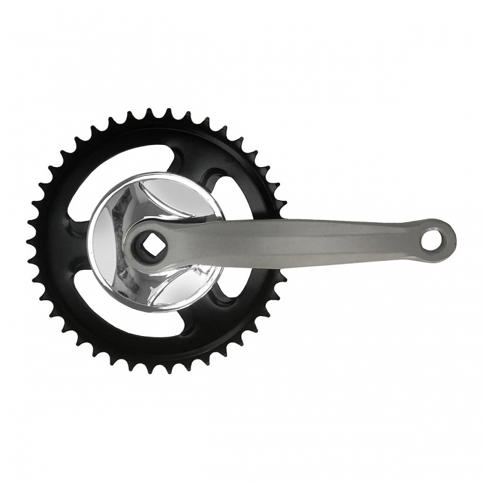Pédalier Vélo 42 Dents Acier Argent Manivelle 170mm
 - 1