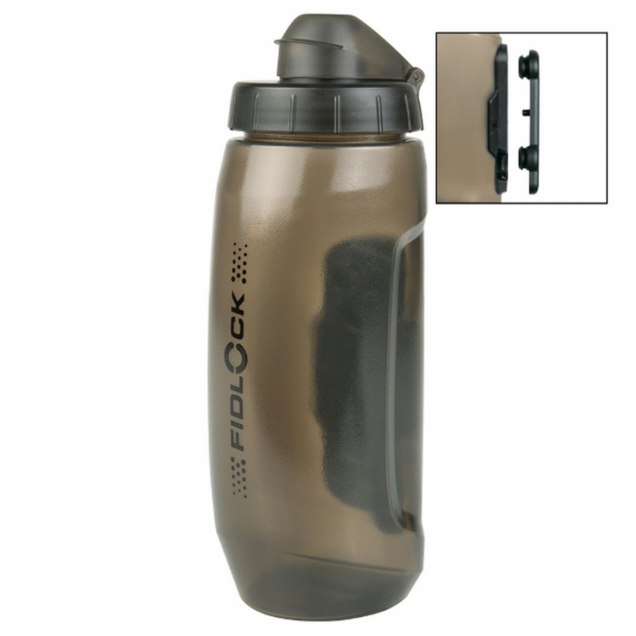 Graue 590ml Trinkflasche mit Schutzkapsel und Magnetbefestigung - 1