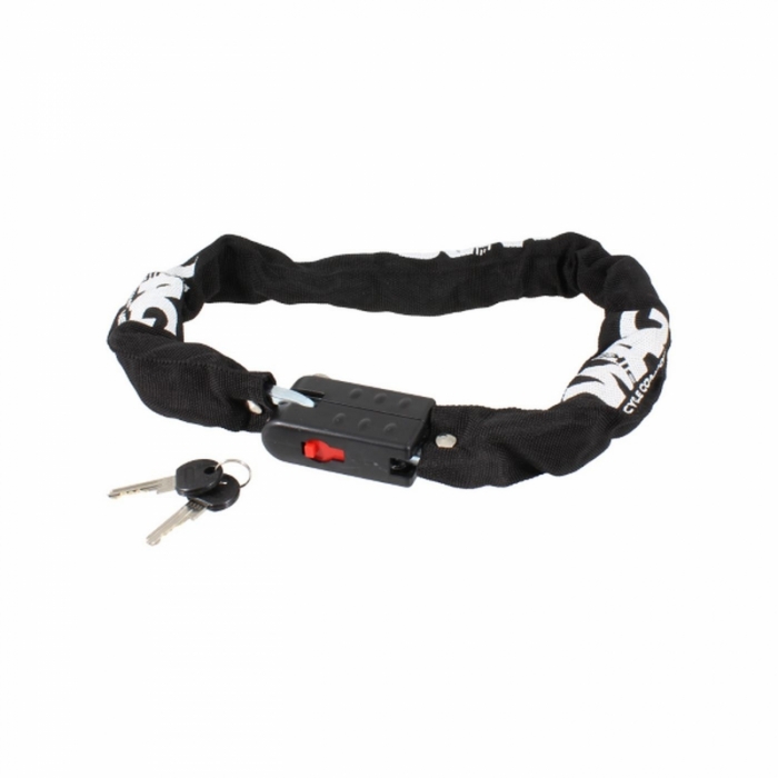 Candado de Cadena de Acero Templado 7x7 mm, 800 mm, Negro con Doble Llave - 1