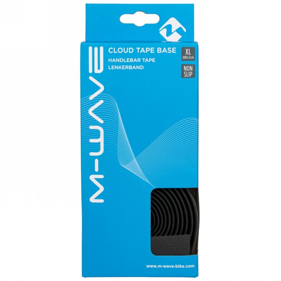 Handlebar tape cloud tape base m-wave, black, each 2 x 200 cm x 3cm, with 2 handlebar plugs and 2 x adhesive tape, ek - 2