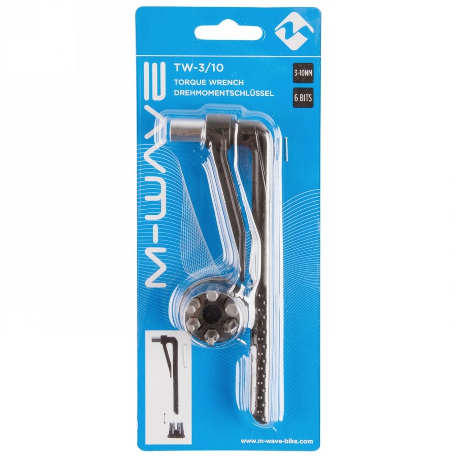 Torque spanner m-wave, 3-10 nm, with bit attachments: 3,4,5,6 mm hexagon socket and multi-tooth spanner t25m and - 4