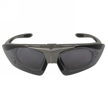 Sunglasses, 'm-wave', matt grey, with frame for prescription lenses, hinged, with replacement lenses (clear and orange), ec - 3