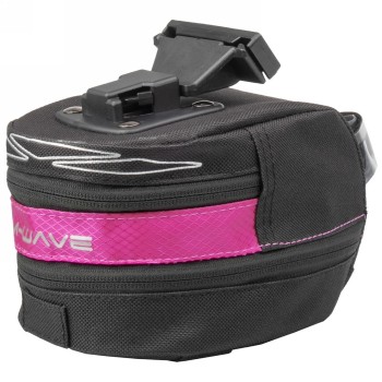 Clip-on saddle bag 'm-wave tilburg l', pink, size l, can be extended downwards with rv, with rear light holder and 3 elastic str