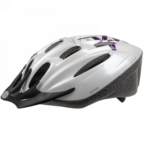 Casco para adultos/jóvenes, activo, diseño: flor blanca, talla l 58 - 61 cm, con sistema de anillas, caja - 1