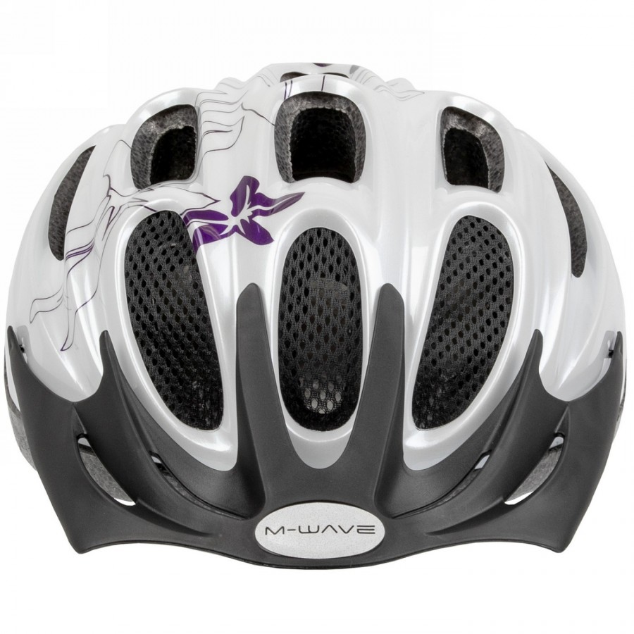 Casco para adultos/jóvenes, activo, diseño: flor blanca, talla l 58 - 61 cm, con sistema de anillas, caja - 2