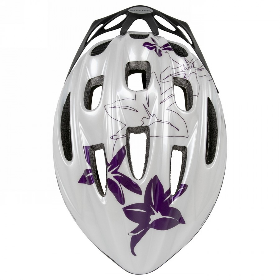 Helmet for adults/youths, active, design: white flower, size l 58 - 61 cm, with ring system, box - 3