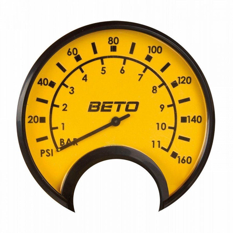 Floor pump beto, steel, up to 11 bar/160psi, yellow/black, with large 3.5' manometer, with double head for av/fv/dv, with - 3