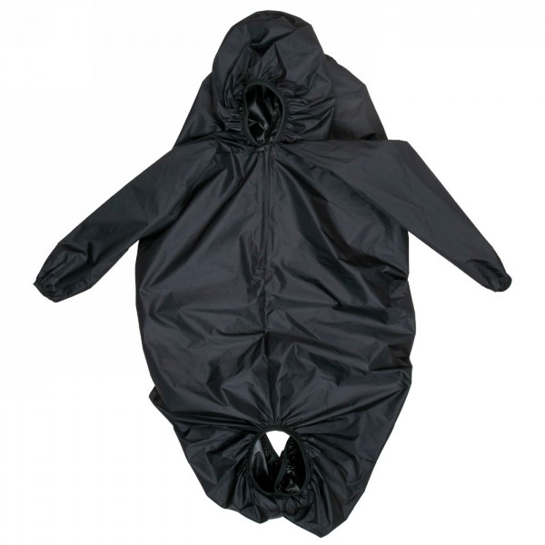 poncho de lluvia infantil kid'n'seat, con m-wave, negro con bandas reflectantes - 1