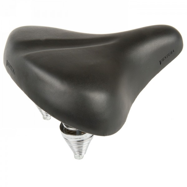 selle ventura, 262 mm x 240 mm, cadre chromé, ressorts de traction et de compression chromés, avec réflecteur, avec taquet, noir