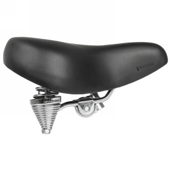 selle ventura, 262 mm x 240 mm, cadre chromé, ressorts de traction et de compression chromés, avec réflecteur, avec taquet, noir