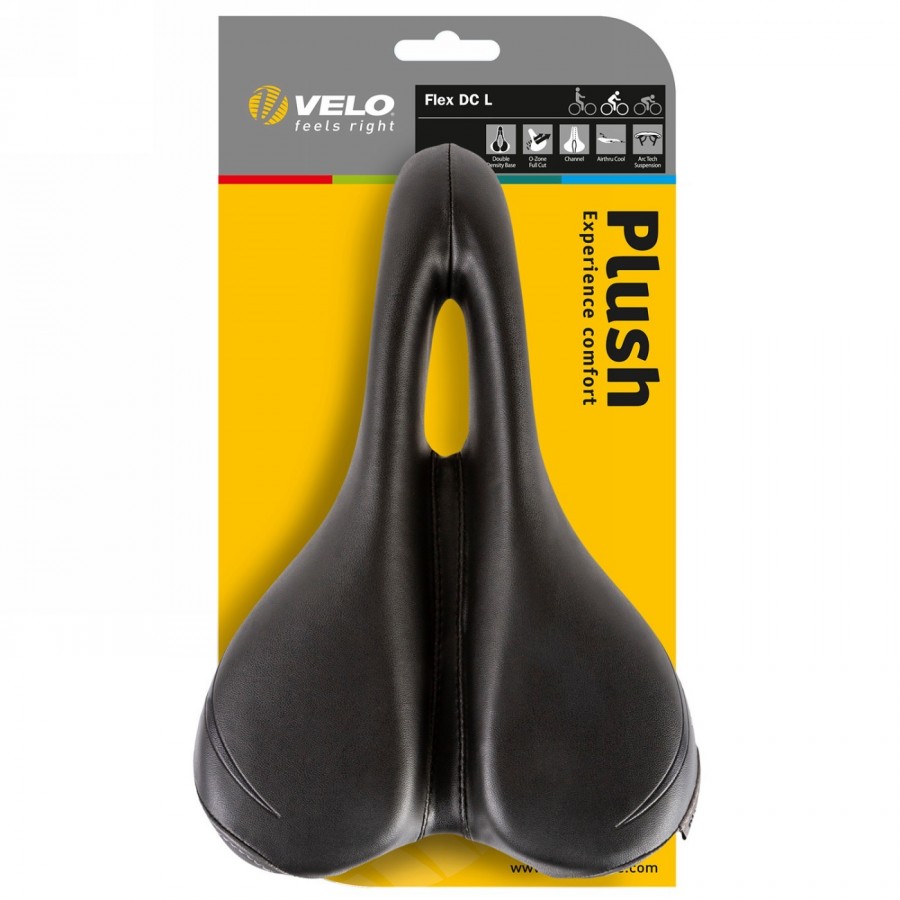 Ladies' saddle, velo plush, flex dc l, only 368g, without clamp, with deep v-cut, on card - 5