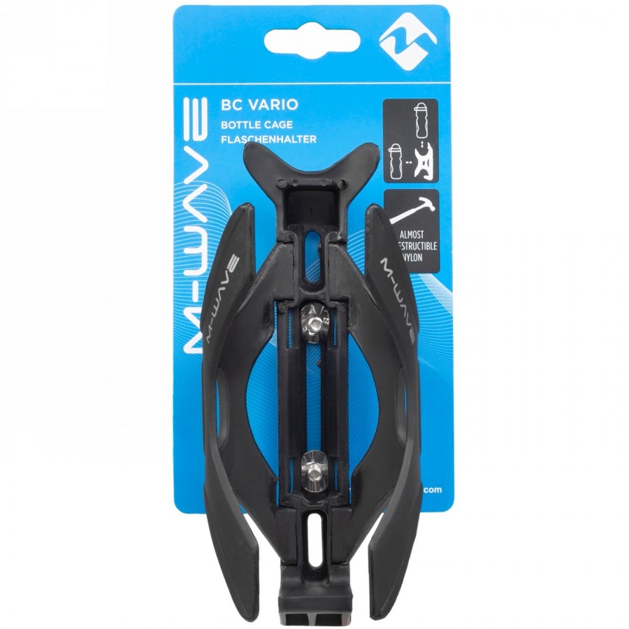 M-wave bottle cage bc vario, made of almost indestructible, high quality nylon material, can be inserted from above + front, wit