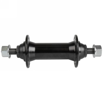 Alloy hub, solid axle, black, with axle nut, vr, 36 holes, 100 mm, axle length 145mm, mv - 1