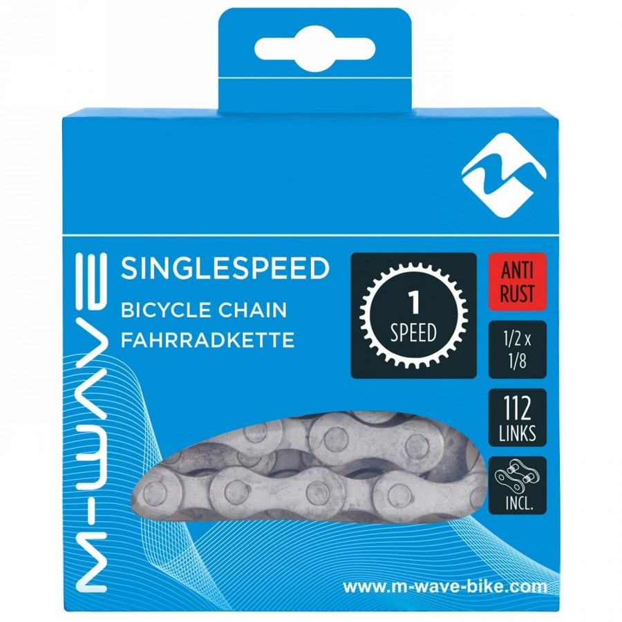 Bicycle chain m-wave, 1/2x1/8, anti-rust, 112 links, 1-speed, with locking link, ek - 2