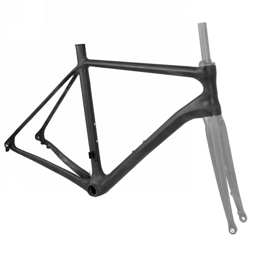 Telaio da strada 700c flat, ud-carbon non verniciato, 54 cm, con attacco freno a disco flat mount, predisposto per di2, passaggi