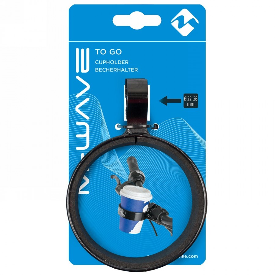 Cup holder, m-wave, aluminium, black, for diameter 22.2 - 25.4 mm, on card - 5