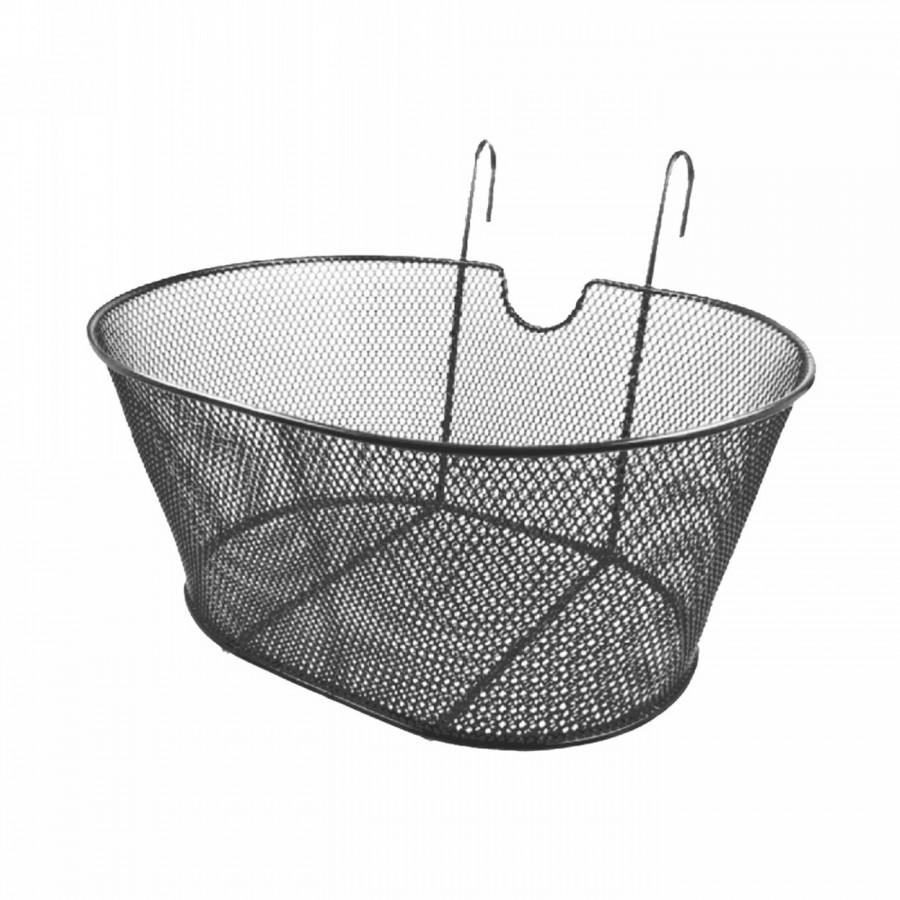 Oval front basket 30x18x39cm in black fine mesh steel - 1