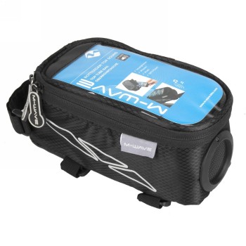 Top tube bag for smartphone 'm-wave', with loudspeaker, fastening with 3 velcro fasteners, without batteries - 1