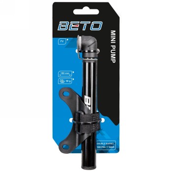 Mini pump beto, aluminium, black, 100 psi / 7 bar, only for f/v, on card - 2