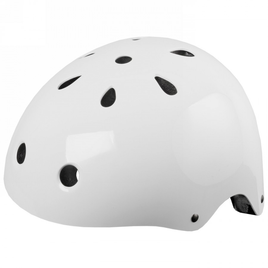 casque pour freestyle - skating - bmx - outdoor, launch, design : blanc brillant, taille l 58 - 61 cm, avec système d'anneaux, b