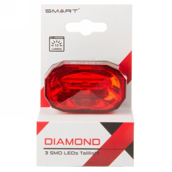 Luz trasera inteligente para bicicleta, 3 led smd rojos, 3 funciones, con soporte para tija de sillín, con pilas, sin dts. marca