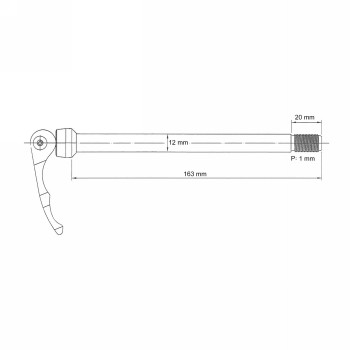 Broche traversante pour hr, 'type syntace' d542sb par exemple 326181, aluminium, x12, m12 x 163mm x p1,0 x t20 - 2