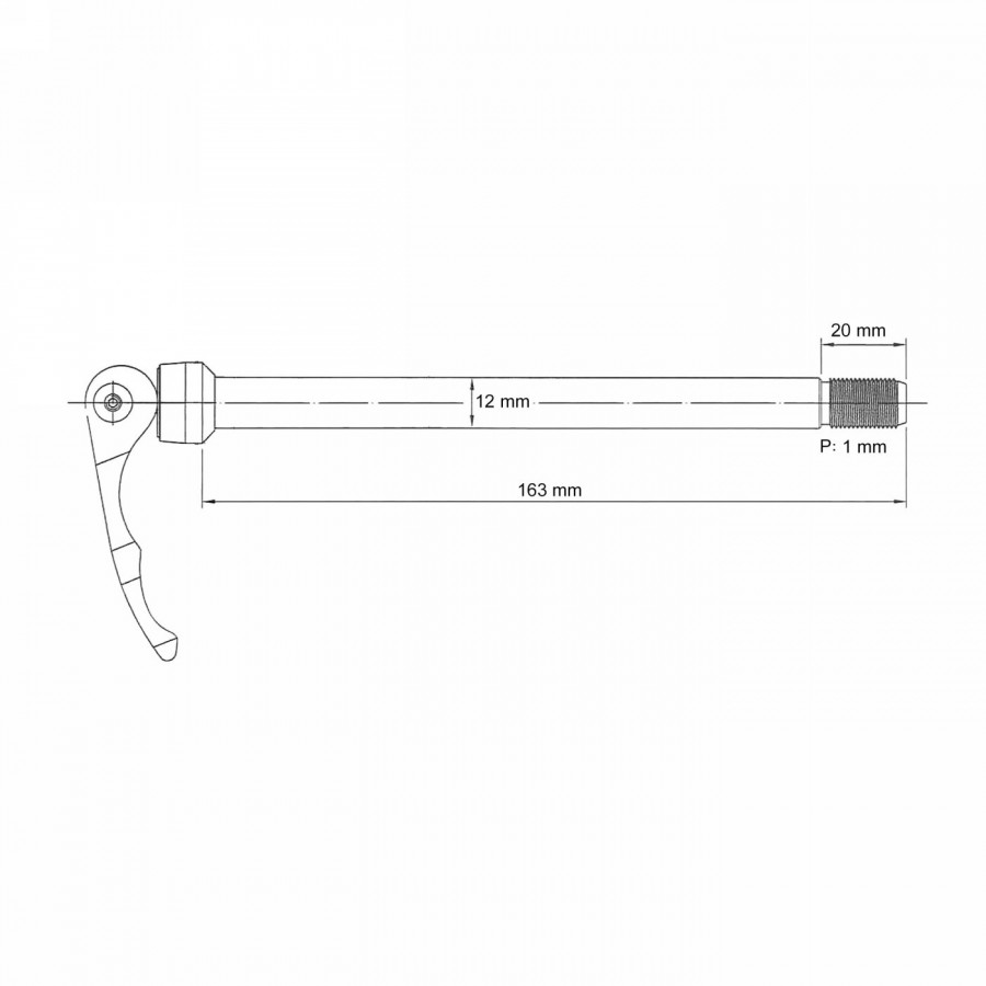 Broche traversante pour hr, 'type syntace' d542sb par exemple 326181, aluminium, x12, m12 x 163mm x p1,0 x t20 - 2