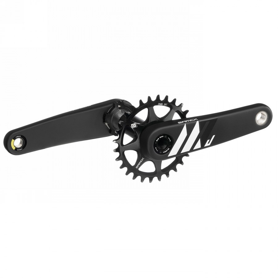 Crankset samox, carbon crank 170 mm, cnc alu chainring 34 teeth, narrow wide, with alu axle 28.99mm dub, black anodised, with - 