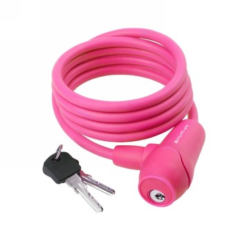 M-Wave spiral silicone lock, 1500 x 8 mm, pink, on card - 1