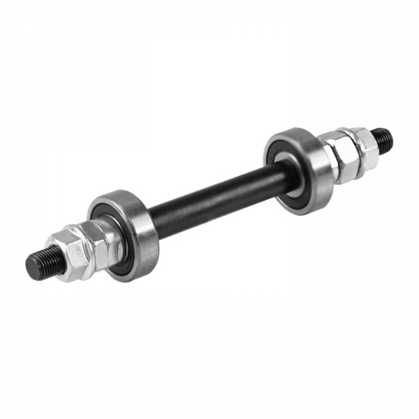 3/8" 150mm rear hub axle with bearings and nuts - 1