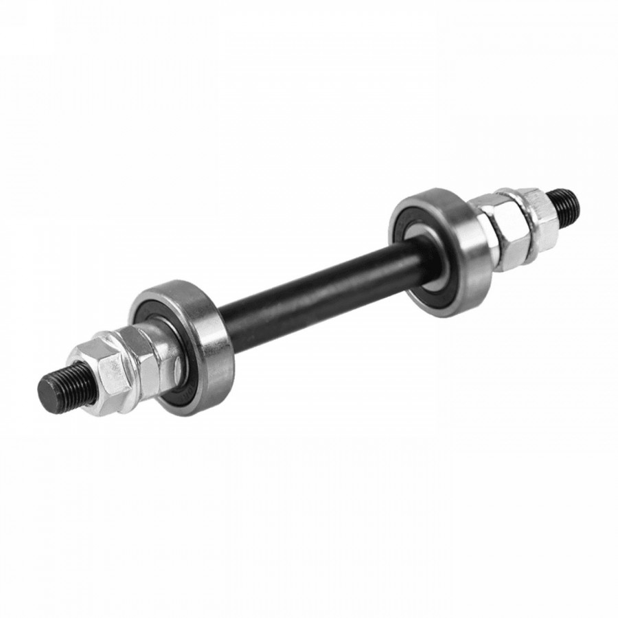 3/8" 150mm rear hub axle with bearings and nuts - 1