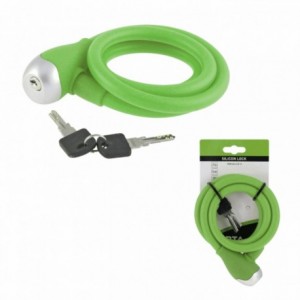 Lucchetto spirale 12x1200mm in silicone verde con chiave - 1 - Lucchetti - 8059796064767