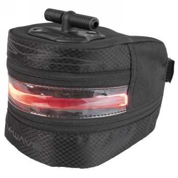 bolsa de sillín m-wave tilburg l illu', talla l, negra, con iluminación led, batería recargable mediante usd, a través de rv hac