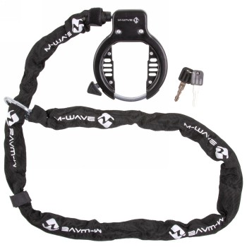 Frame lock with chain, m-wave 'ringchain', chain 5.5 x 5.5 x 1500 mm with black textile cover, incl. Velcro for chain, on - 1