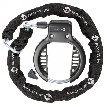 Frame lock with chain, m-wave 'ringchain', chain 5.5 x 5.5 x 1500 mm with black textile cover, incl. Velcro for chain, on - 2